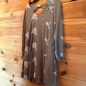 Altar'd State Green Cream Bishop Sleeve Sundress
